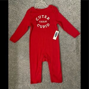 NWT Old Navy “Cuter Than Cupid” Long Sleeves One Piece Red Valentine 12-18 Month